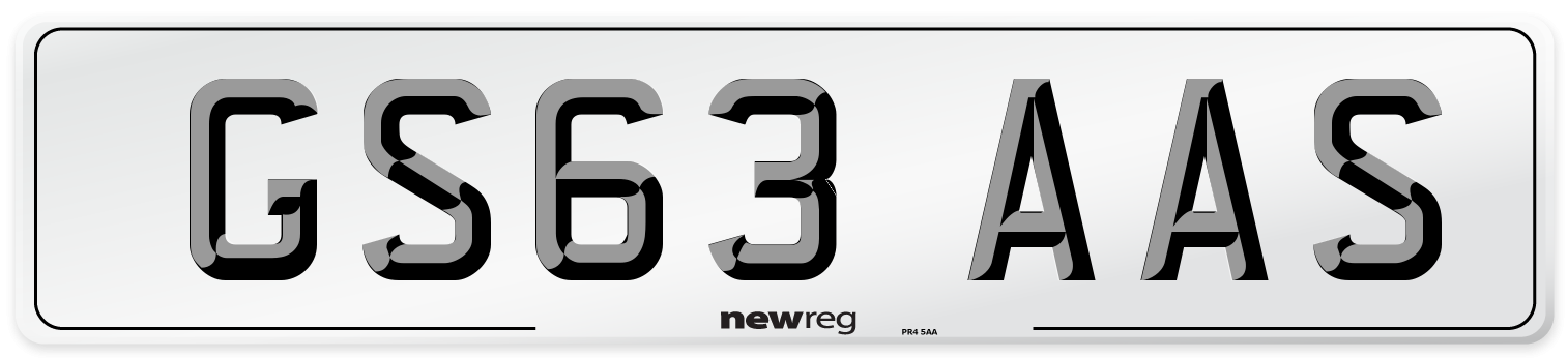 GS63 AAS Number Plate from New Reg